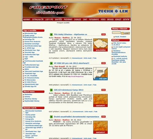 Webové stránky Firesport.cz v roce 2003